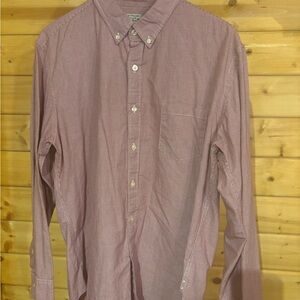 Vintage J. Crew Men's Burgundy Button-Down Shirt